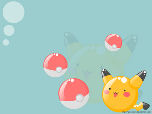 Pikachu + Pokeballs vector wallpaper