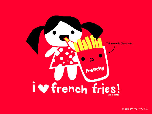 french fry love vector wallpaper
