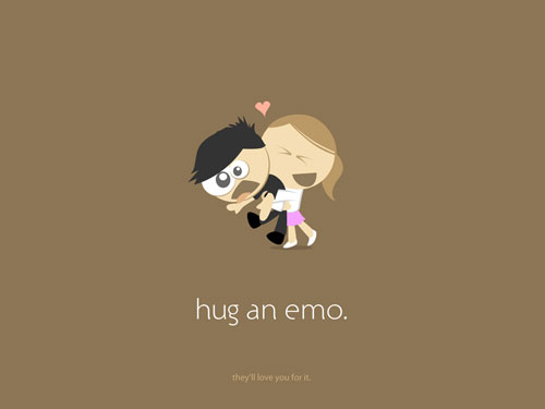hug an emo - brown vector wallpaper