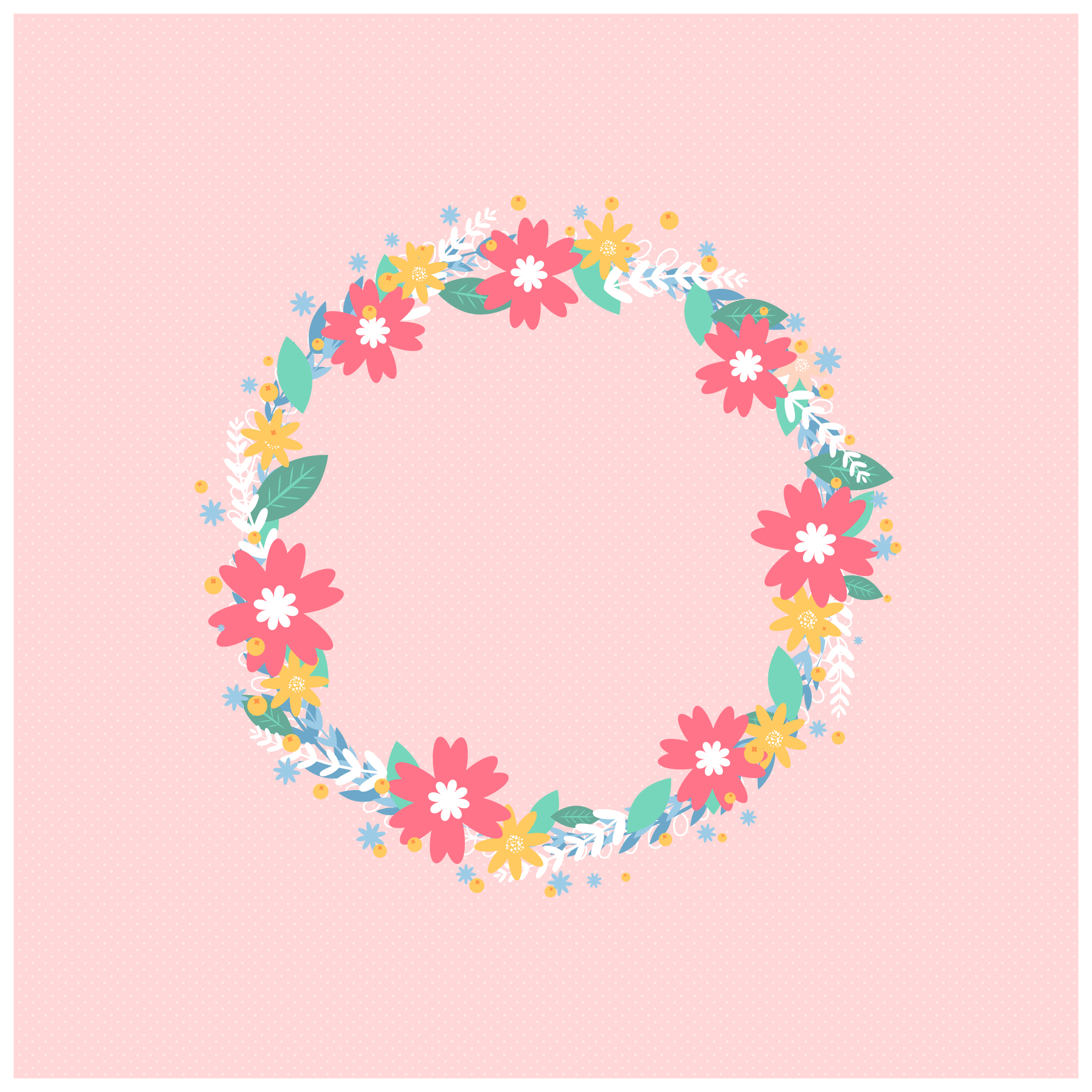 Праздничная открытка с цветочным венком