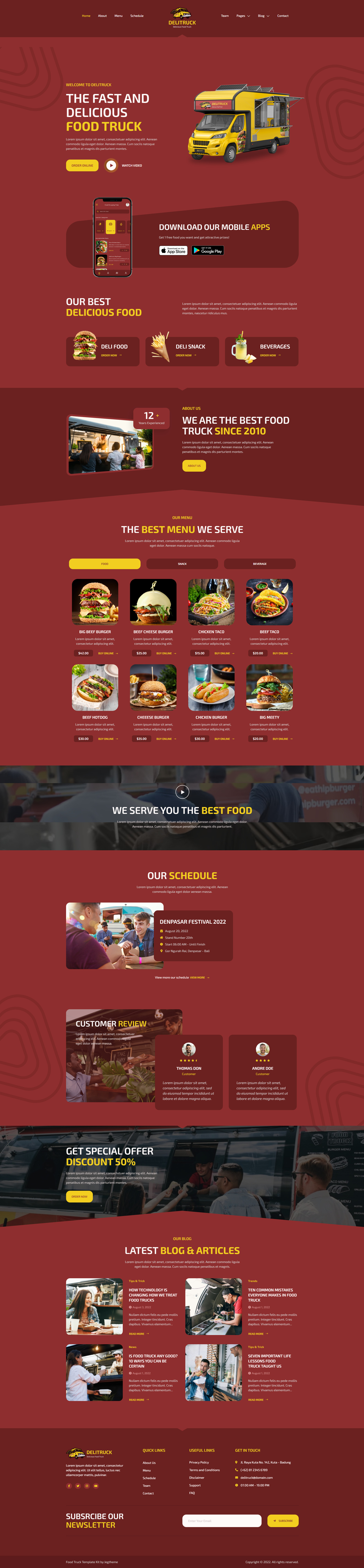 Delitruck - Template Kit. Сайт доставки еды и ресторана.