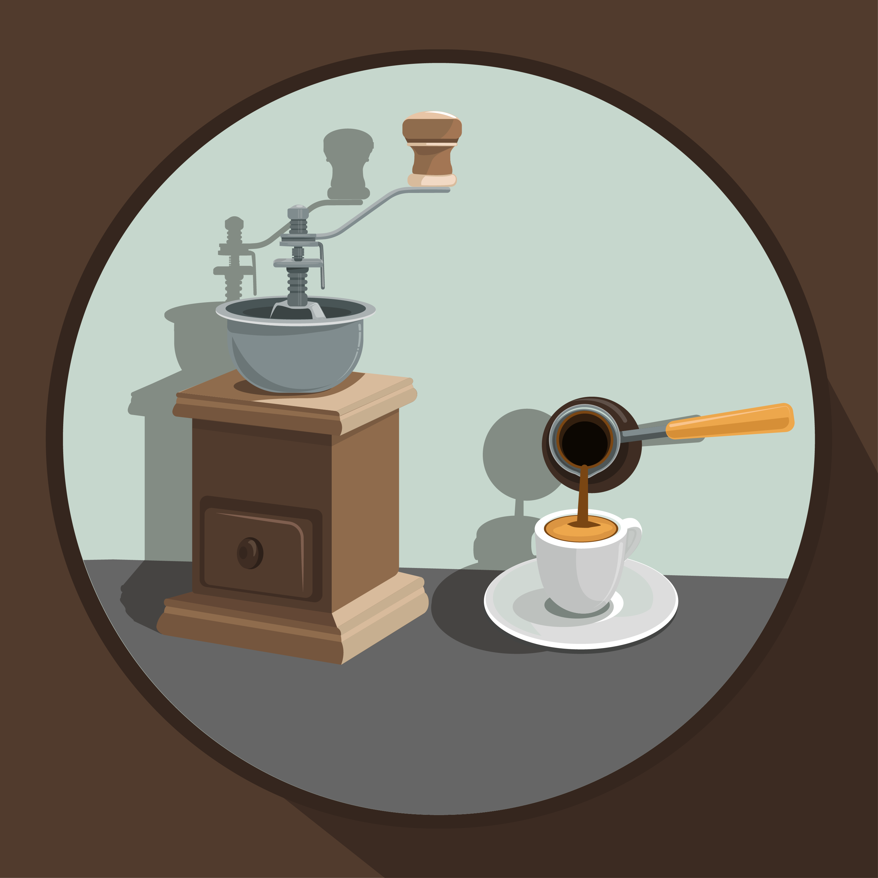 векторная иллюстрация в мультипликационном стиле , кофемолка ретро....