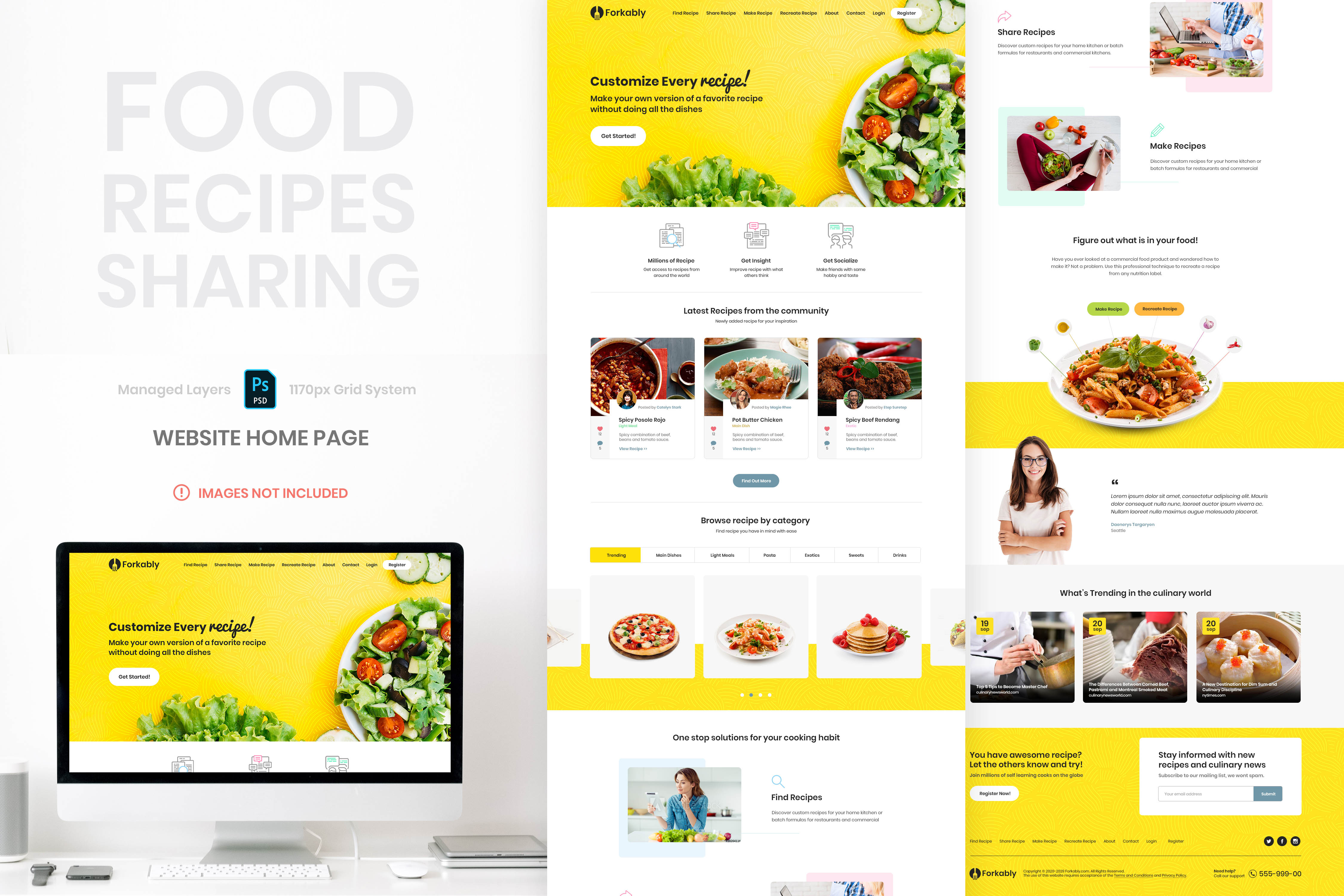 Шаблон домашней страницы сайта обмена рецептами еды