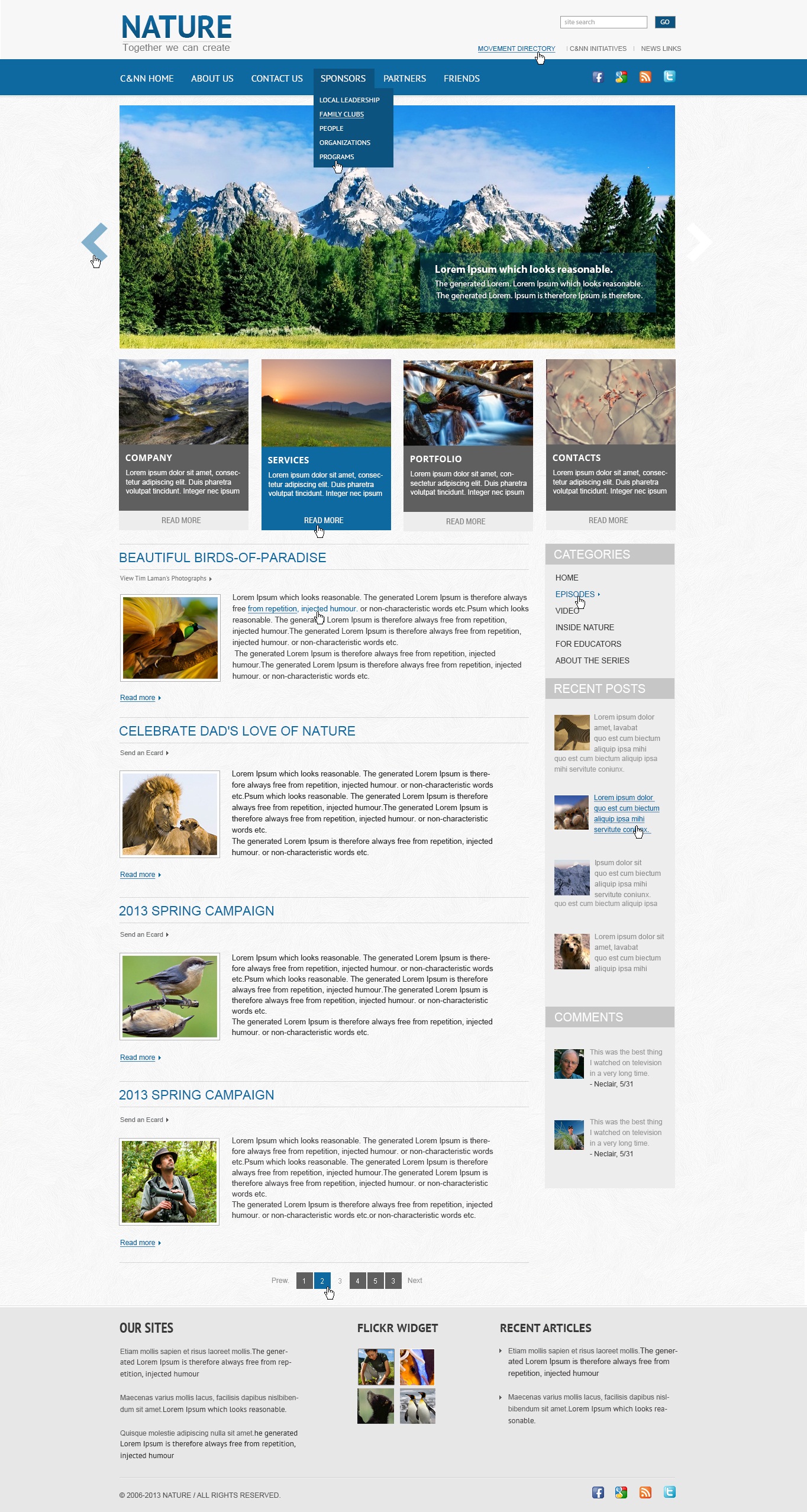 Дизайн сайта о природе: psd макет
