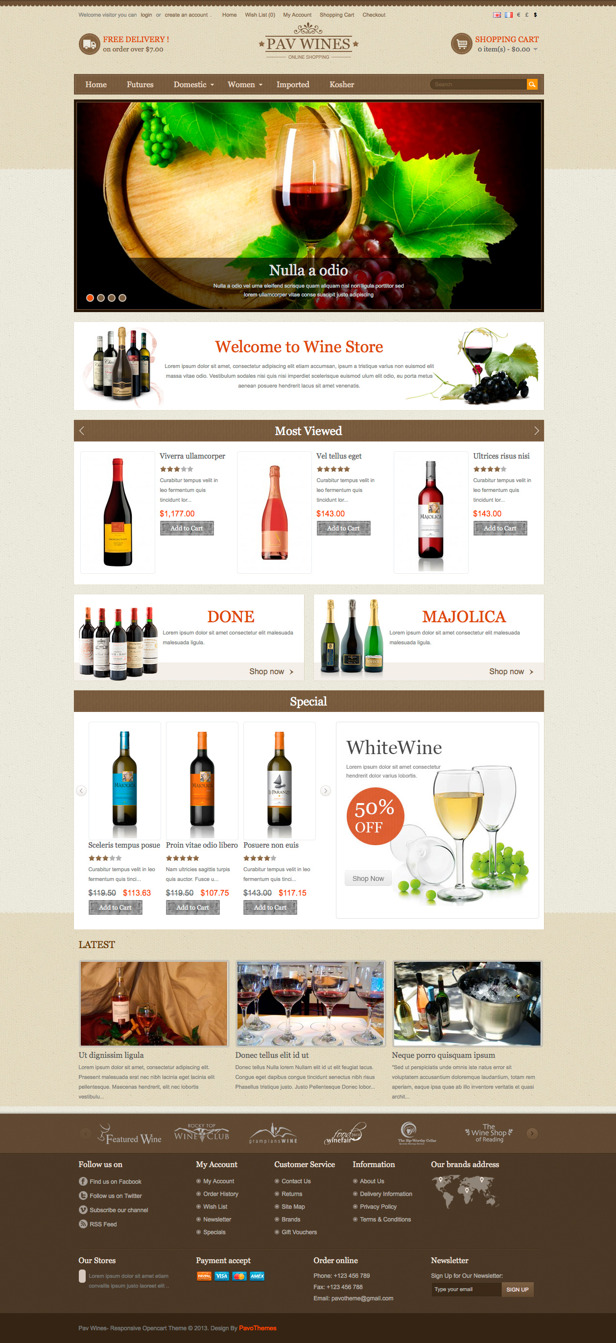 Шаблон интернет магазина для OpenCart на тему вина