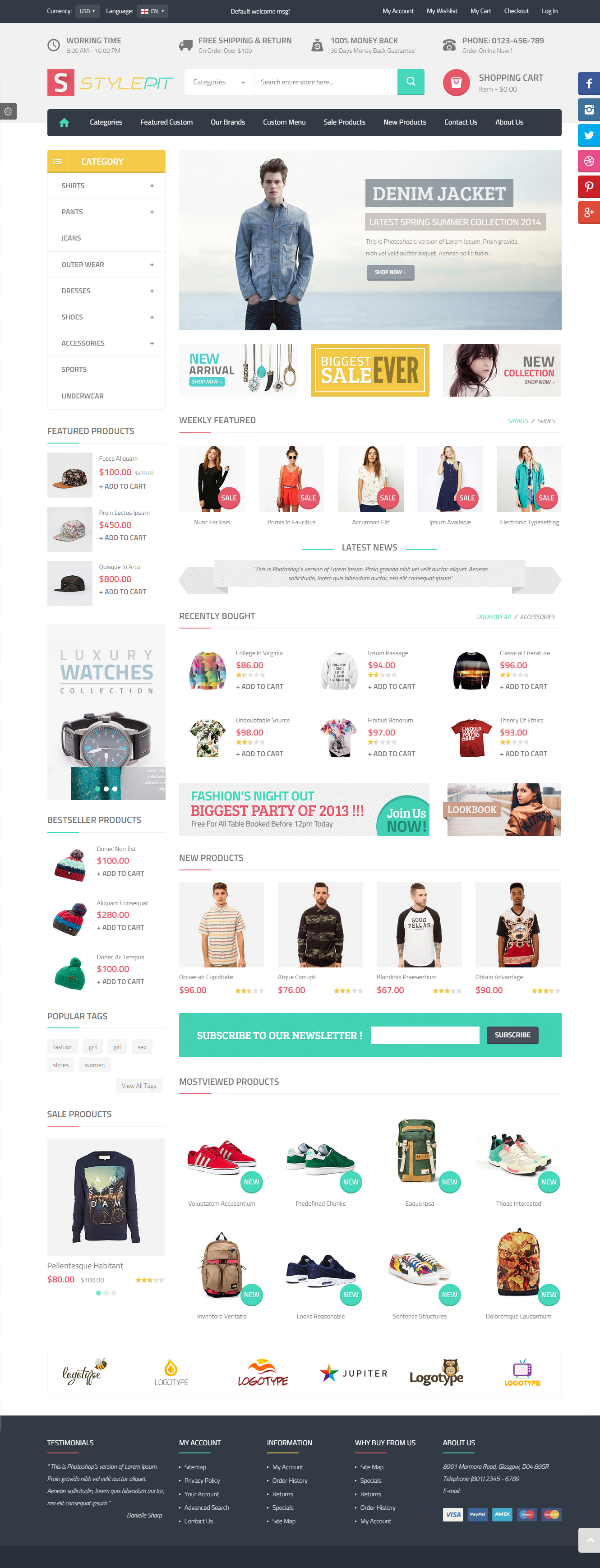 StylePit - шаблон интернет магазина одежды, обуви Magento