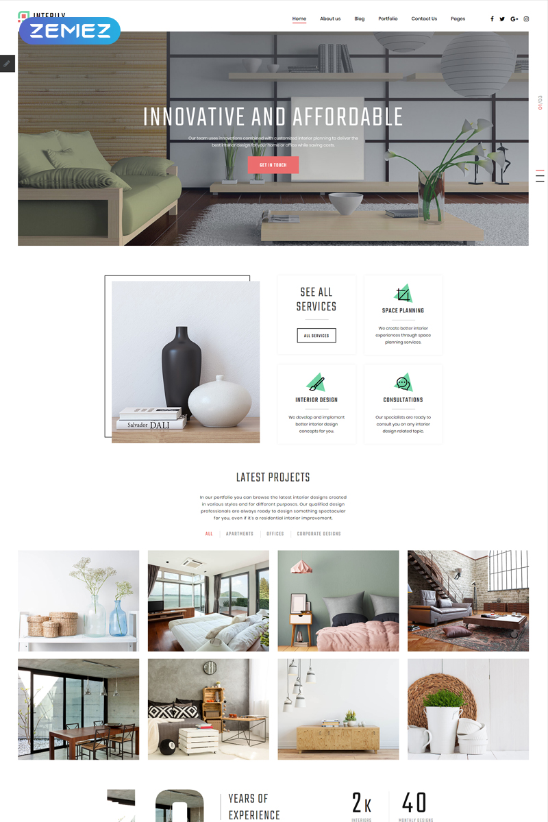 Joomla шаблон для дизайна интерьеров и мебели
