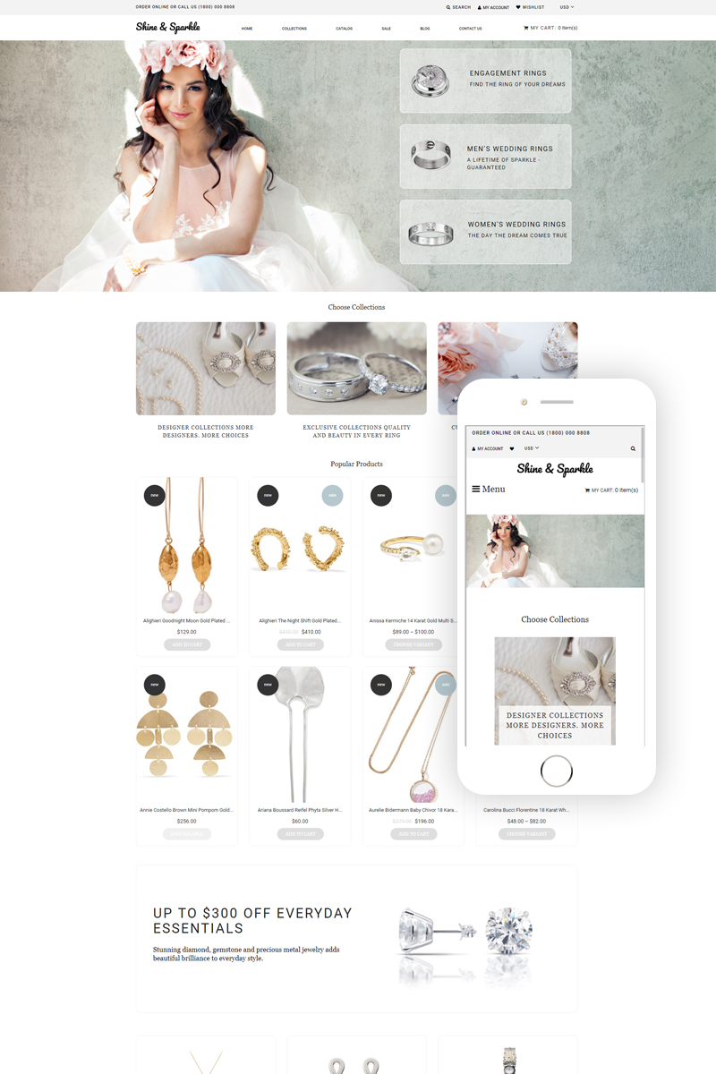 Shopify шаблон готовый интернет-магазин, свадебной тематики