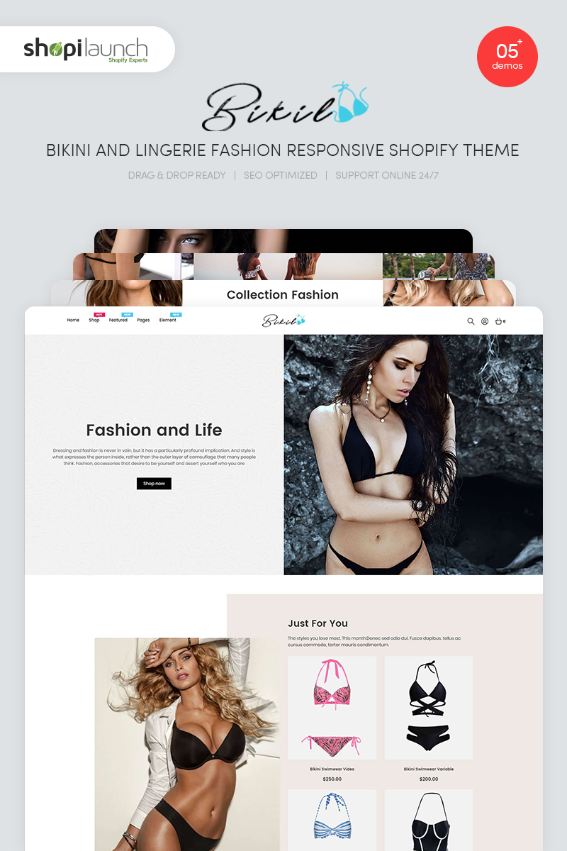 Shopify шаблон готовый интернет-магазин, на тему одежды, обуви или аксессуаров