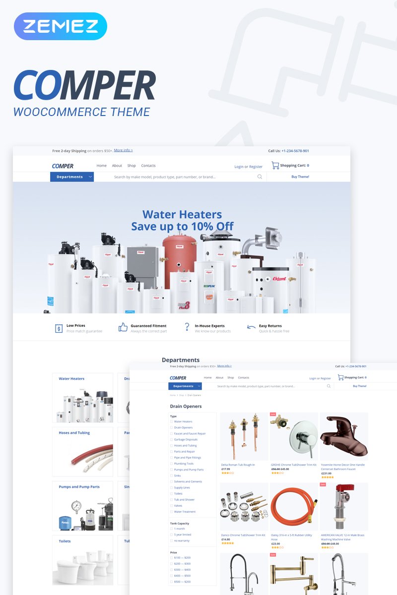 WooCommerce шаблон магазина инструментов и оборудования, готовый интернет-магазин