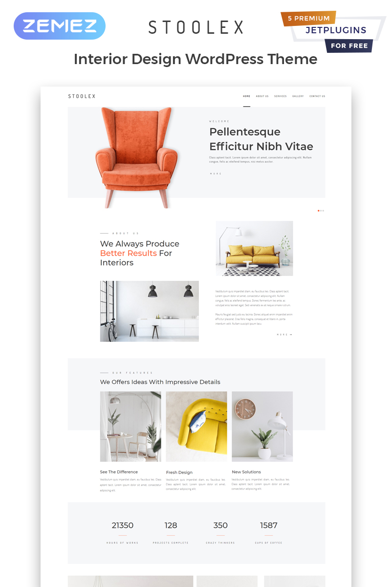 WordPress шаблон для дизайна интерьеров и мебели