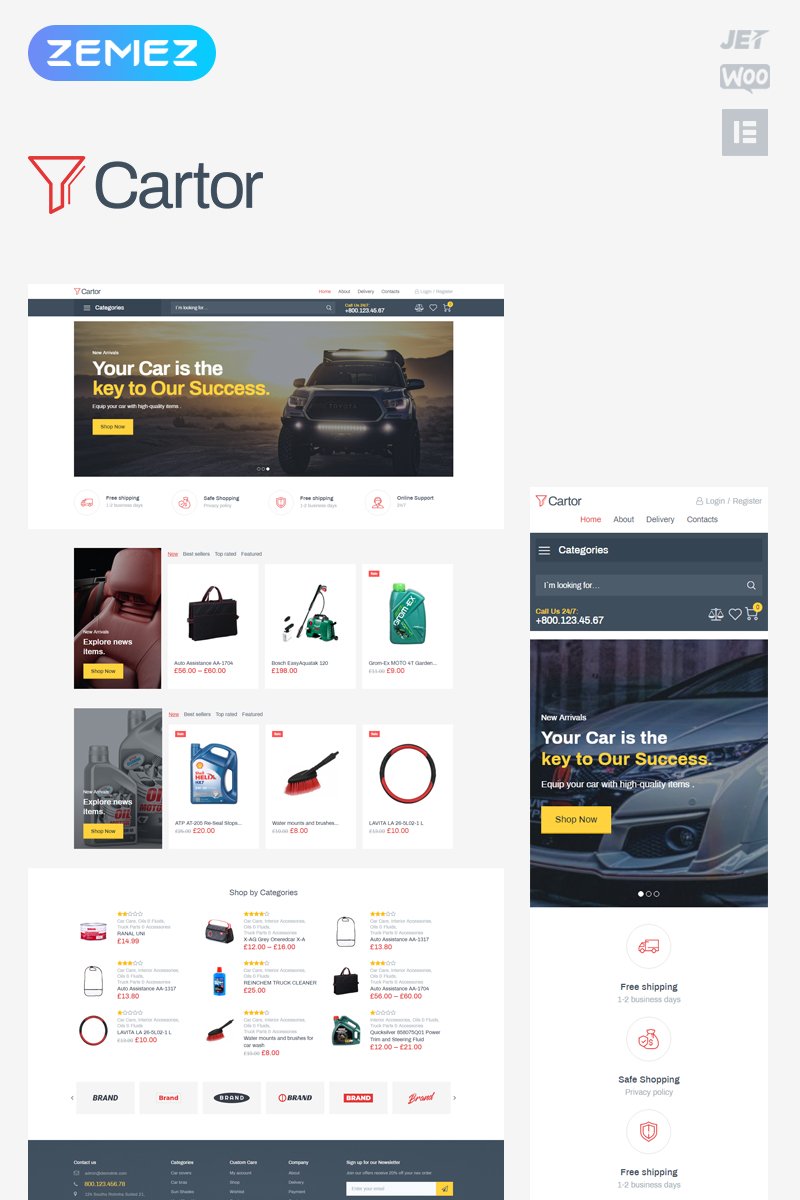 WooCommerce шаблон авто или мото тематики, готовый интернет-магазин