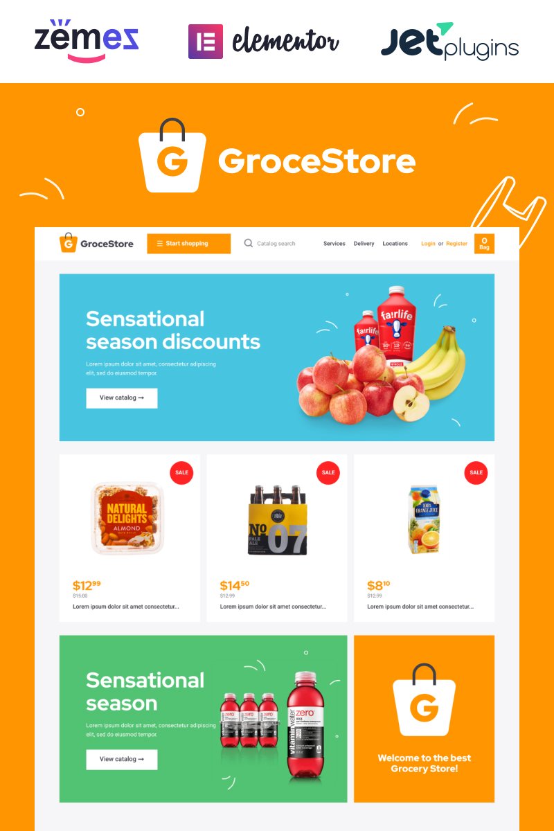 WooCommerce шаблон готовый интернет-магазин, магазина еды и напитков