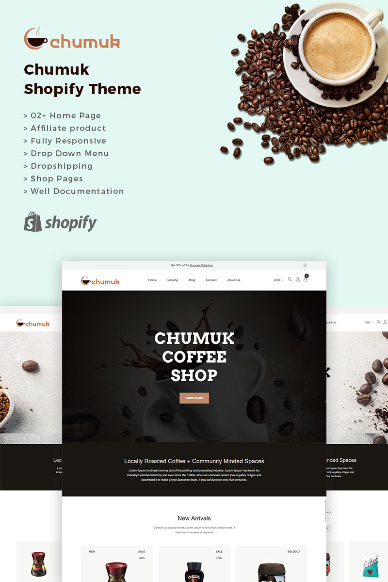 Shopify шаблон готовый интернет-магазин, для кафе или ресторана