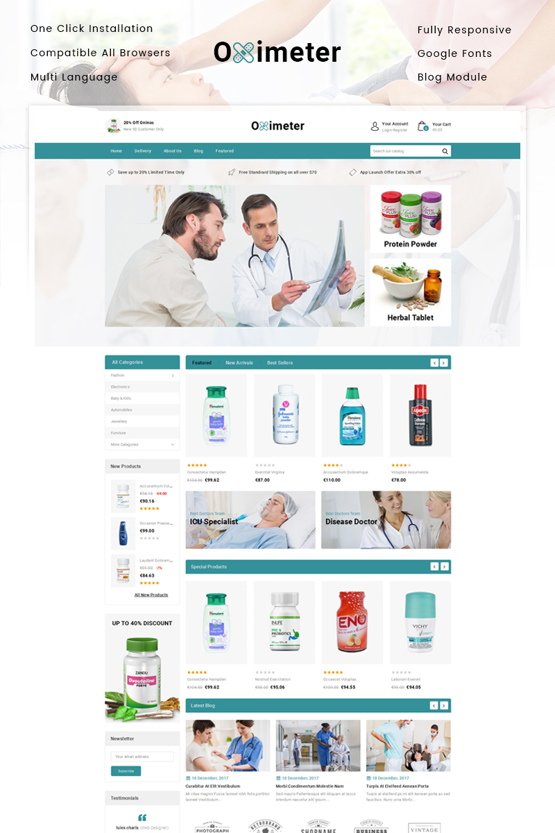 PrestaShop шаблон готовый интернет-магазин, на медицинскую тему