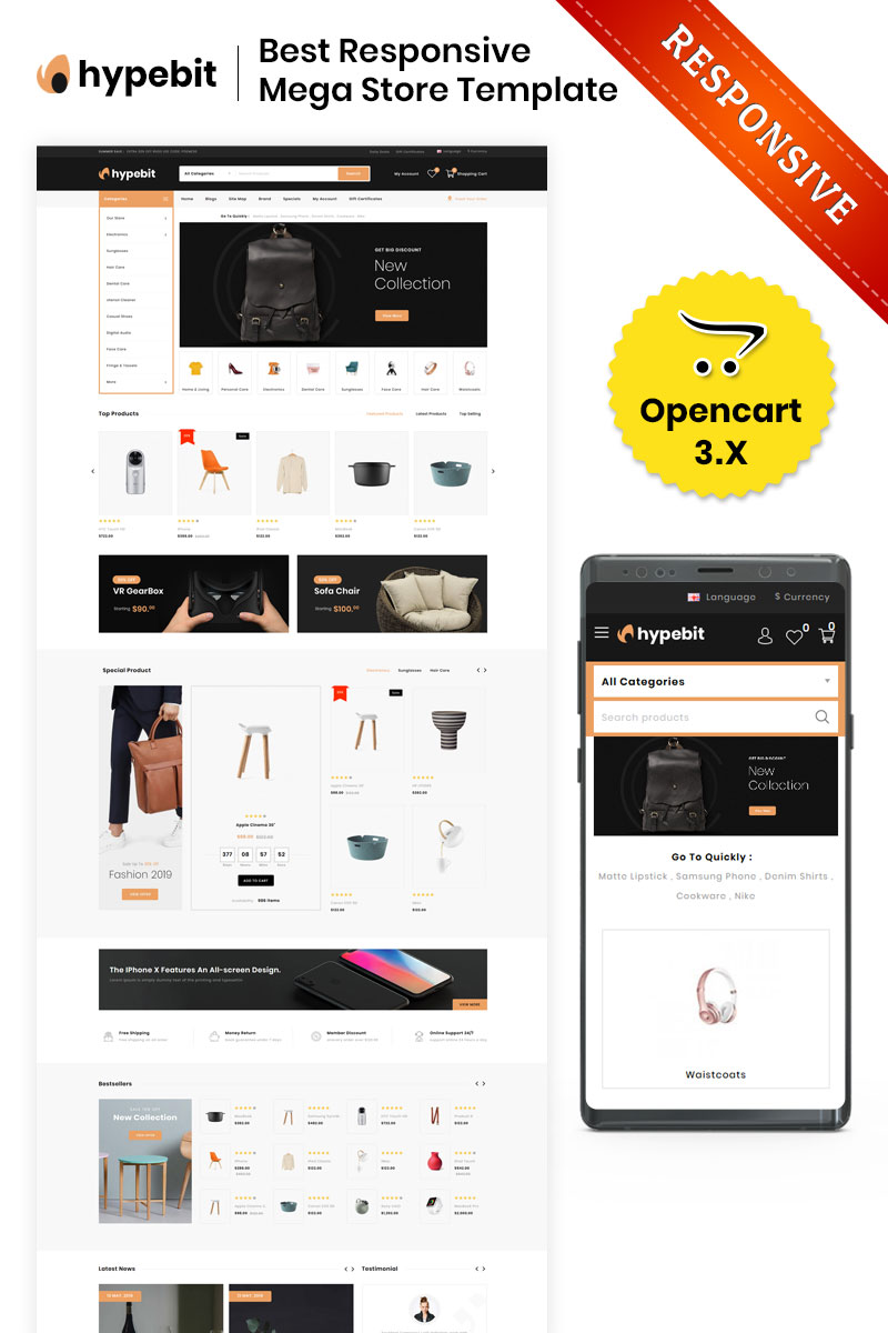 OpenCart шаблон готовый интернет-магазин, для дизайна интерьеров и мебели