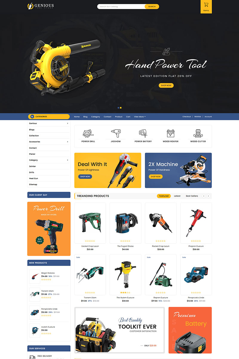 Shopify шаблон магазина инструментов и оборудования, готовый интернет-магазин