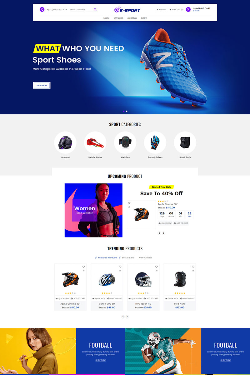 OpenCart шаблон готовый интернет-магазин, на спортивную тему и рыбалка