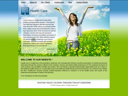 Сайт о здоровье, HTML шаблон
