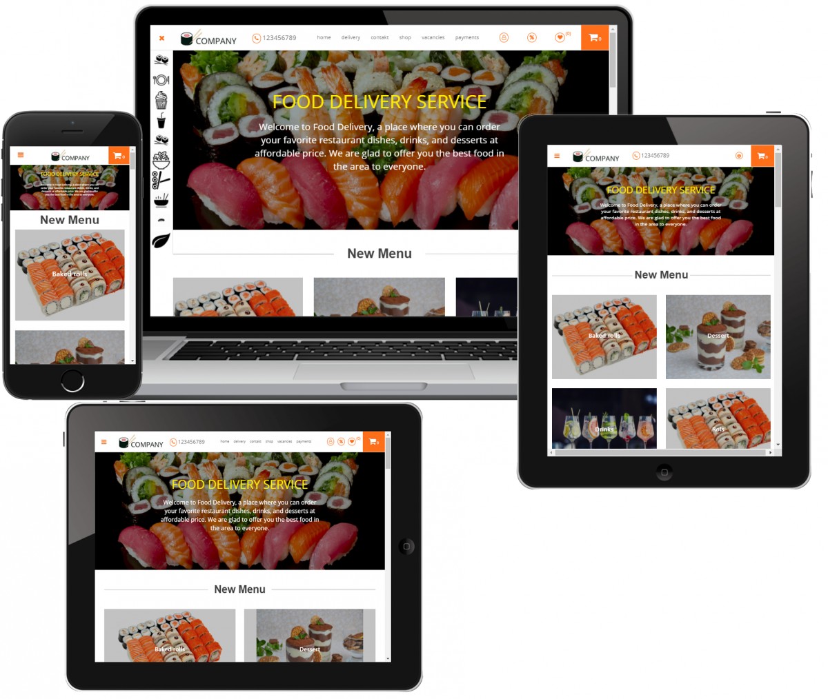 OpenCart шаблон готовый интернет-магазин, доставка еды