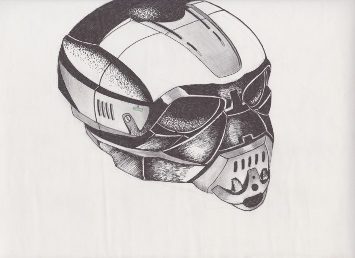 Рисунок: Военный шлем (гелевая ручка)